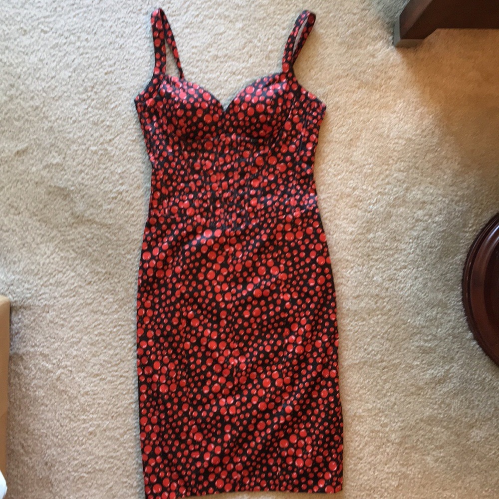 Jessica Simpson cherry print satin cocktail dress